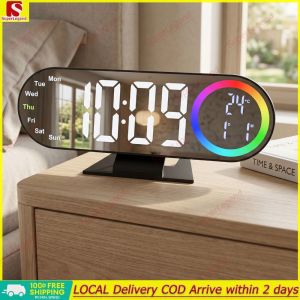 Large Screen LED Desk Clock with Digital Display USB Powered Modern Alarm Clock for Adults Teens Kids