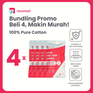 【Bundling 4 packs】NOUMAD Celana Dalam Wanita Sekali Pakai Umroh 100% Katun Hypoallergenic L001