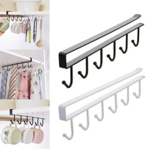 6 Hooks Cup Holder Utensils Holder Hang Kitchen Cabinet Shelf Storage Rack Organizer Tools Keimav