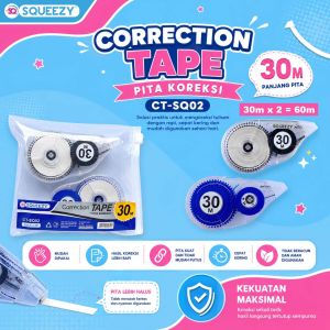 SQUEEZY GROSIR Correction Tape Pastel 60m Set 2pcs - Pita Koreksi Tipex Kertas Roll Murah | Perlengkapan Sekolah | CT-SQ02