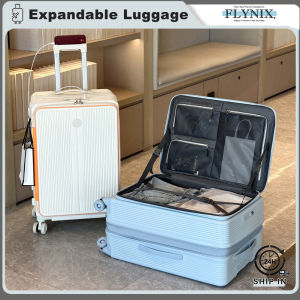Expandable Travel Luggage Bag 20/22/24/26 Inch Front Opening Silent Wheels Cup Holder Suitcase Beg Luggage Bagasi Koper 旅行箱