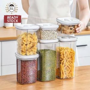 Airtight Bottle Container🔥Ready Stock🔥Food Storage Stackable Transparent Sealed Jar Kitchen Organizer / Bekas Botol Kedap Udara 密封储物收纳罐
