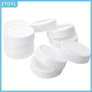 ZTOYL 10pc White Mason Canning Drinking Jars Lid 70mm 86mm Inner Diameter Plastic Covers Unlined Ribbed Lids Storage Caps Replacements