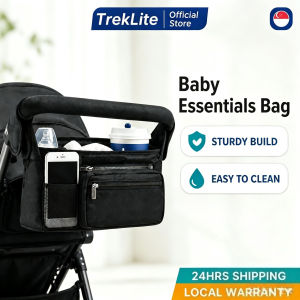 [SG] Baby Stroller Accessories Organizer Bag Foldable Mummy Travel Bag Multi-functional Pram Storage Bag with Velcro Straps