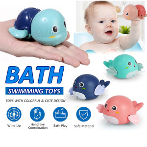 Little Turtle And Dolphin Swimming Plaything Baby Bathing Toy Showering Funny Toys Clockwork Cute Water Gliding Toys Mainan Bayi Mandian