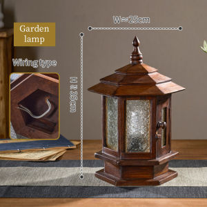 ไทยไม้เนื้อแข็งวินเทจภูมิทัศน์ลานบรรยากาศโคมไฟบ้านวิลล่าเสาไฟหน้ารั้วไฟสวนตกแต่งลาน