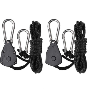 4-Pack Ratchet 2M Adjustable Heavy Duty Tie Down Rope Carabiner Hook Clip Hanger 150lb Capacit
