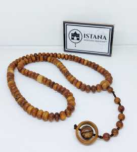 kalung tasbih kayu kelor jawa kuning emas terbaru bandul cincin