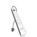 (ALLSTARS : We Are Back Promo) *TWO UNITS PROMO* BELKIN BSV401 / BSV401sa2M 4 Outlets 2M Surge Protection Strip with 2 USB Ports Charging / 2.4A / Surge / Spike Protection / Protect Your Equipment (Warranty 2years with BanLeong). 