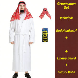 Arabian Style Headscarf Set Middle East Dubai Jacquard Scarf Dubai Costume Party Cosplay 迪拜土豪长袍