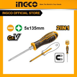 Tua vít 2 đầu ngắn INGCO AKISD0203 5x135mm đầu PH1+SL5 chất liệu thép CRV