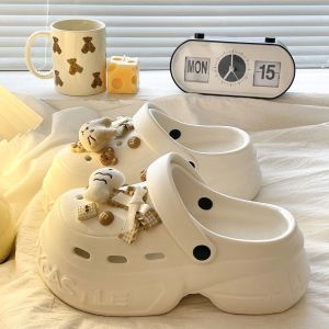 [Free Shipping] Thick-Soled Height-Increasing Slimming EVA Clogs For Women Summer Ins Korean Style Stylish And High-Looking Platform Sandals With A Closed-Toe Design