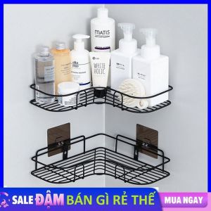 Kệ góc nhà tắm dán tường chất liệu thép không gỉ để đồ phòng tắm 27x27x6 Kệ đựng gia vị nhà bếp đa năng