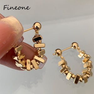 Metal Block Chain Earrings Elegant Unique Women Earrings Tassel Hoop Earrings