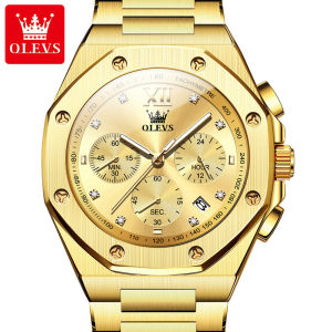 OLEVS Watch For Mans Original Waterproof Fashion Mechanical Style Stainless Steel Calendar Luminous Quartz Mens Casual Watch
