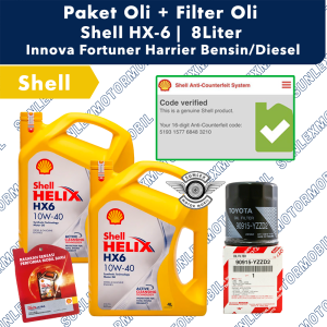 [GRATIS FILTER OLI] Paket Ganti Oli Shell HX6 8L + Filter Oli YZZD2 Innova Fortuner Diesel