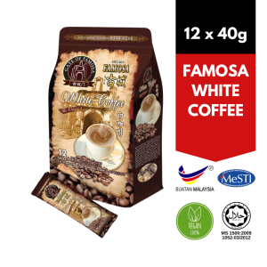 FAMOSA Halal 3-in-1 Premium White Coffee Blend Multipack 12x40g - Smooth Roast Halal Certified