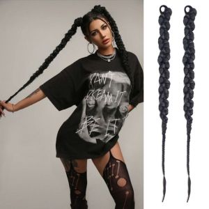 HENLI Rubber Band Boxing Braids Strap Synthetic Hip Hop Long Braiding Braid Sweet Fluffy Ponytail Extensions Women/Girls