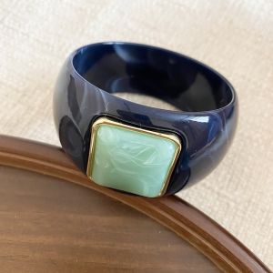 CAELARAU Bohemian Acrylic Bangle Europe American Style Smudging Irregular Wide Bracelet Exaggerated Retro Hand Ring Women