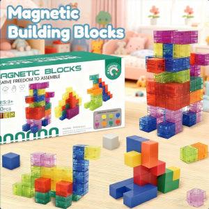 BERMA BABY Magnetic Building Blocks Transparent Construction Magnetic Games Kids Assembling Puzzle Cube