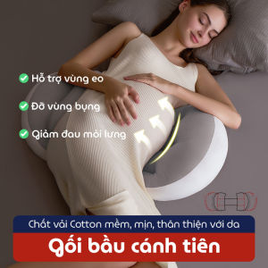 Gối bầu cánh tiên cho mẹ KidsWorld Nhung Organic cao cấp giúp nâng đỡ bụng cho mẹ bầu