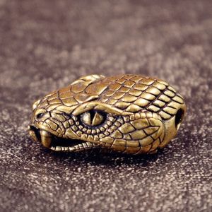 XIJIBAN Cổ điển  dây chuyền hình đầu rắn Thật tế Làm thủ công Móc khóa  dây chuyền bằng đồng thau Di động Phong cách cổ điển Hạt cườm dây đeo Paracord Phụ kiện móc khóa