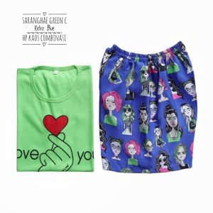 LDO Piyama Dewasa HP / Hotpant Kaos celana pendek Saten Apple