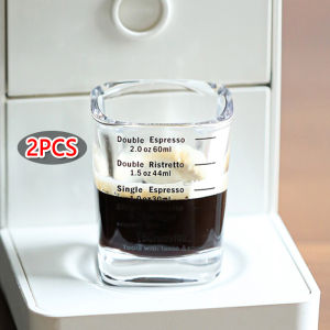 2pcs 60ml 2oz Espresso Shot Glass Cup Square Ounce Cup With Scale Glass Espresso Measuring Cup