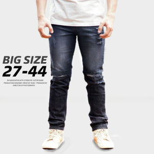 BIG SIZE 27-44 Celana Jeans Big size Model Sobek Bikers Pria/ Celana Sobek Jumbo Destroy