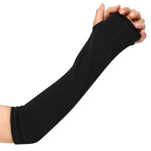 【♡Lovely girls house♡】ถักถุงมือไร้นิ้วเนื้อนิ่มสำหรับผู้ชายและผู้หญิงแฟชั่นผ้าคอตตอนยืดพิมพ์ลายทางปลอกแขนฤดูหนาว