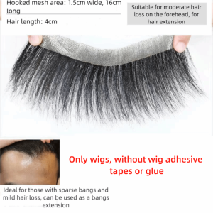 HUNIU 0.07mm Forehead Hairline Hairpiece Ultra Thin Skin V Style Black Straight Man Toupee Frontal Hairline Handmade Natural Human Hair Patch Women/Men