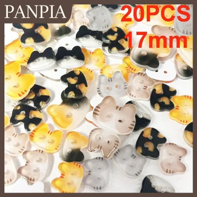 PANPIA 20 cái nút hai mắt mèo dễ thương nút nhựa Mèo hoạt hình 12 17mm Màu sắc mũ quần áo trẻ em tự làm nút vớ