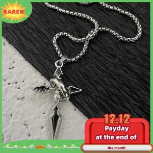BAREN Vintage Cross Pendant Necklace For Mens Versatile Chain Trendy Sweat Shirt Hanging Punk Chain Jewelry Gift