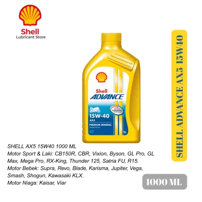 Oli Shell 4T AX5 15W40 1000 ML Untuk Honda CBR 150 Vixion KLX Mega Pro Tiger R15 Thunder dll