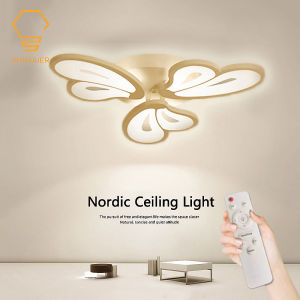 LED Ceiling Light 5 Heads Butterfly Tri-Color Bulb Pendant Light Nordic Creative Personality Warm for Bedroom Living Room Chandelier Decorative Lighting