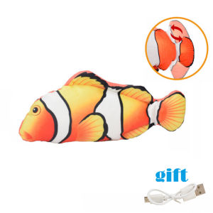DUDU Pet Electric Cat Simulation Toy USB Charger Interactive Realistic Pet Cats Chew Bite Toys Floppy Cat Toy Fish Pet Toys