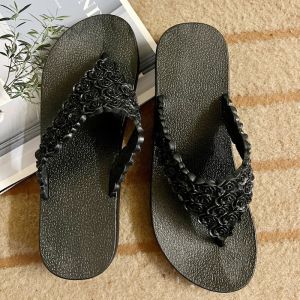 [Free Shipping] New Summer Flip-Flops Wedge Heel High-Heeled Thick-Soled Home Slippers Beach Shoes Lightweight Casual Style
