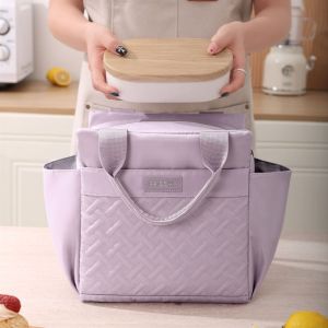 ROBERTA Large Capacity Insulated Lunch Bag Thermal Reusable Picnic  Bag Fashion Hand-held Food Cooler Bag School/Office