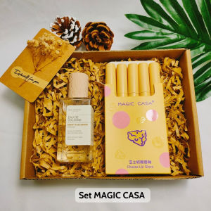 Hộp Quà Sinh Nhật Cho Nữ Gồm Nước Hoa Nữ Shimang Son Thiệp Gói Quà Phong Cách Vintage