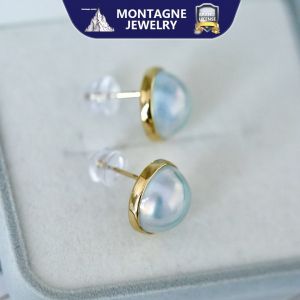 Montagne Jewelry 18k Pure Gold Earrings Elegant Design Fine Jewellery Natural 12-13mm Mabe Pearl Earring Stud Earrings