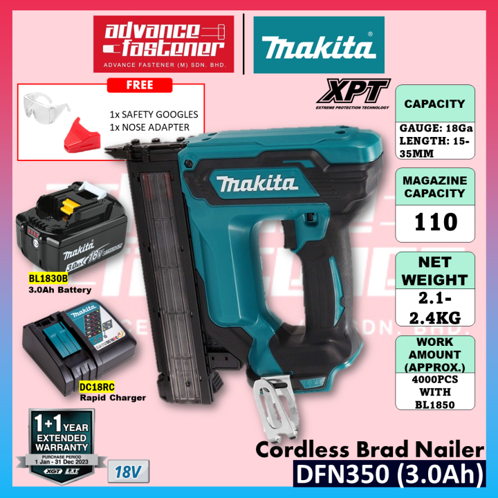 Makita DFN350 / DFN350Z 18V Cordless Brad Nailer Lazada