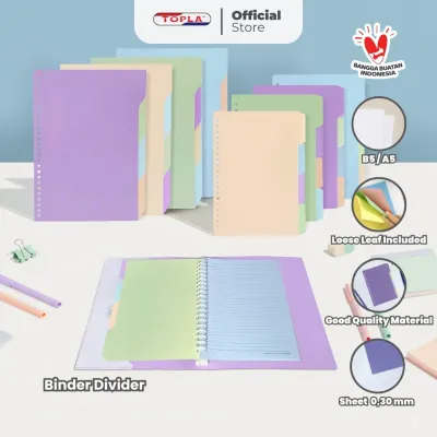 Topla Divider Binder 101 Pembatas A5 B5 Plastik 4 Tab Pastel Warna Estetik