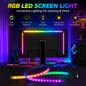 Monitor Led Strip Backlight Rgb Color Changing Usb Powered Adhesive Bias Lighting For Gaming Setup Desk