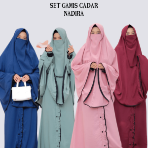 Afhadahijrah - Gamis wanita set hijab cadar syari Nadira baju dan jilbab instan syari free niqab