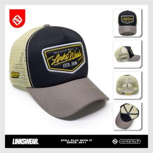 LINKSWEAR Topi Jaring Pria Trucker Hat Jaring Pria Dewasa Abu Hitam Cream LTTGRBCA094