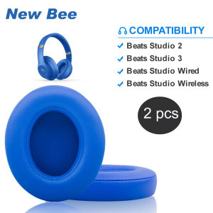 New Bee Beats Studio Replacement Earpads 2 Pieces Noise Isolation Memory Foam Ear Cushions Cover for Beats Studio 2.0 Wired/Wireless B0500/ B0501 & Beats Studio 3.0