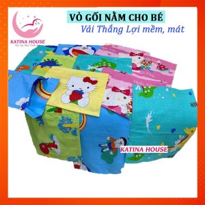 Vỏ áo gối nằm cho bé Katina House vải cotton Thắng Lợi mát họa tiết hoạt hình thân thiện