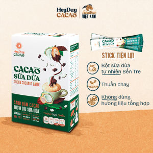 Bột Cacao Sữa Dừa Heyday - Hộp Giấy 12 Gói x 20g  - Bột sữa dừa tự nhiên Thuần chay - Đậm vị cacao thơm béo sữa dừa