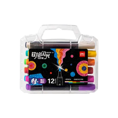 Deli Glitter Marker 12 Colors with Packaging HM296-12