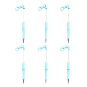 6 Pcs Beadable Ballpoint Pen Keychain Black Ink Beaded Pen Smooth Writing Pen Creative Beaded Pen